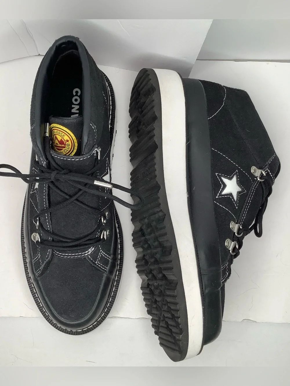 Converse One Star Leather Black Lace Up Mountain Club Mid Boots Women Shoes Sz 9